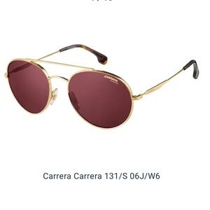 Carrera Women's 131/S 06J/W6 Gold Frame Sunglasses with Burgundy Lenses